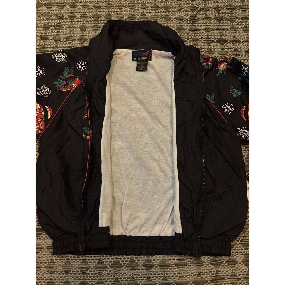 Active Elements Vintage 80s Windbreaker Jacket Women's Ugly Christmas Size M NWT - Picture 6 of 11